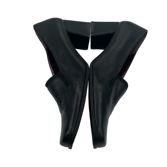 Villager By Liz Claiborne Black Leather Square Toe Block Heels Size 9 Women's - Picture 7 of 9